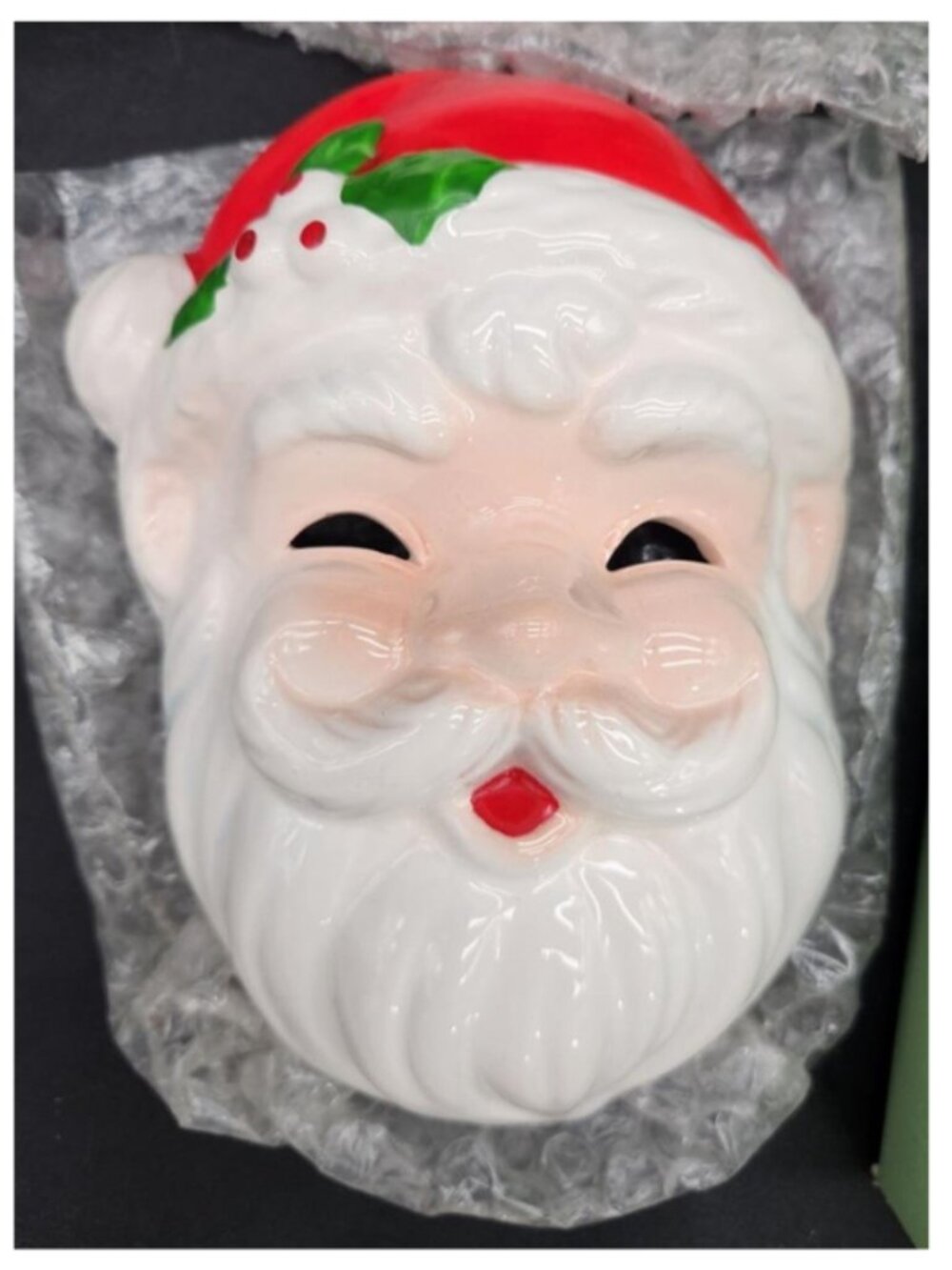 McCrory Corp. NIB Vintage Ceramic Santa Wall Mask, 6"H